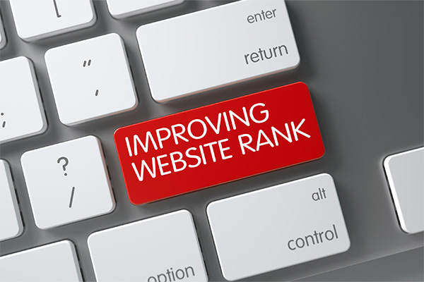 ADMS_Red Improving Website Rank Key on Keyboard. 3D.