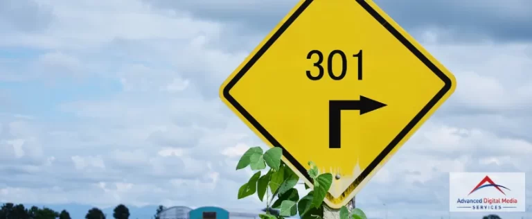 ADMS - 301 redirect text on a yellow road sign