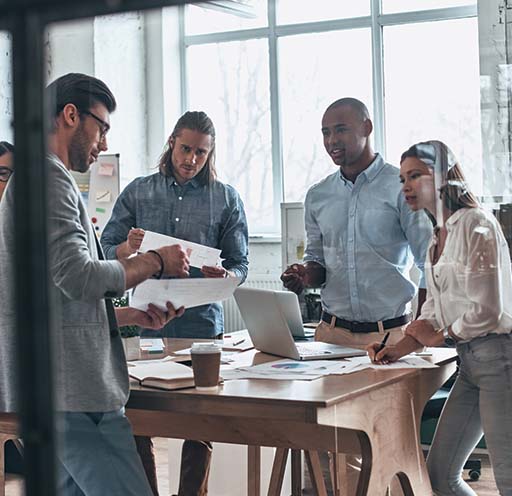 ADMS Group of young modern people communicating together