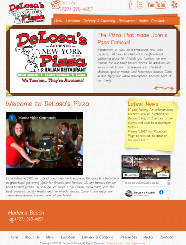 Delosa's Pizzeria Old Website