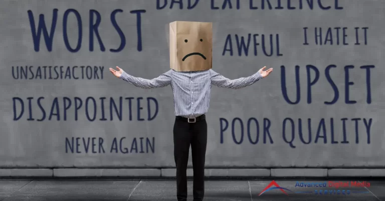 Negative reviews surrounding a man with brown paper bag mask | ADMS